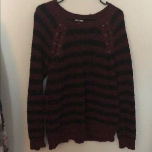 Burgundy and black striped sweater